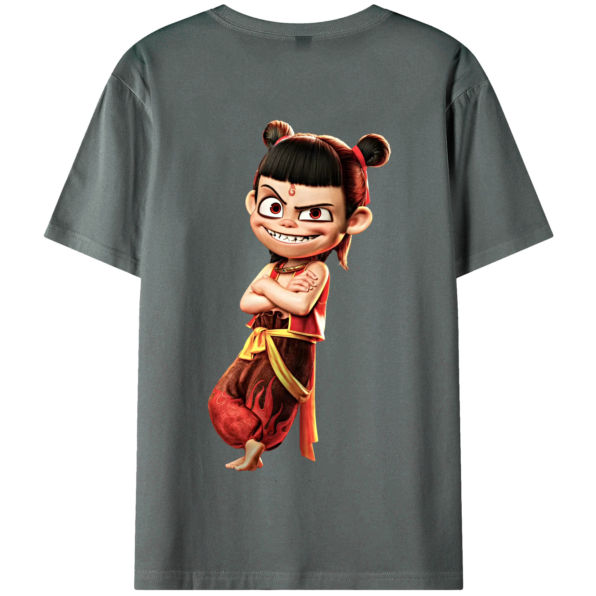 （画像用） Ne Zha 2 ナタ 魔童の大暴れ 綿100％半袖Tシャツ（背面プリント）